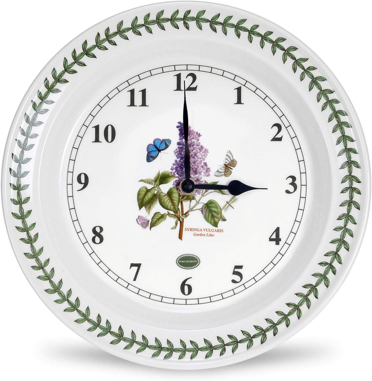 Portmeirion Botanic Garden 10.5 Wall Clock | Garden Lilac Motif | Fine Earthenware | Chip Resistant Glaze | Made in England | Ideal for Room & Kitchen Décor