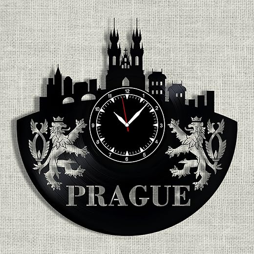 Prague City Vinyl Record Clock - Czech Republic Prague Wall Clock Vinyl - Best Gift for City Lover Prague - Original Wall Home Decor