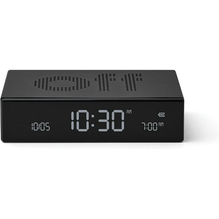 Premium Digital Alarm Clock - Rechargeable Desk Clock with On/Off Faces - Snooze Function, Pure VA LCD Display, Touch & Sound Sensor, Aluminum - Black