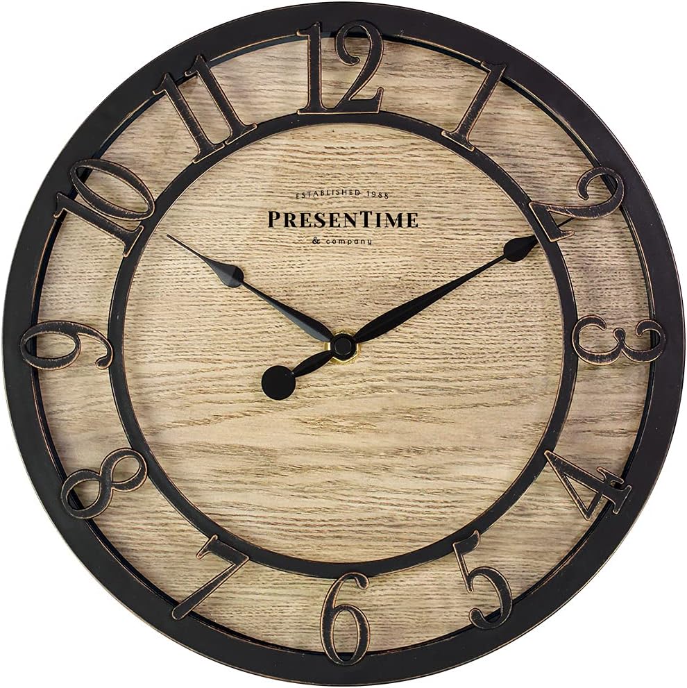 Presentime & Co 10" Farmhouse Series Wall Clock, Cottage Style, Vintage Design, Oil Rubbed Bronze