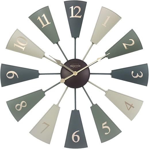 Presentime & Co. 24 Lorenzo Modern Farmhouse DIY Windmill Clock, Indoor/Outdoor Clock, Silent no Ticking, Wall Décor, Wall Art and Timepiece for Home Decoration, Multicolor