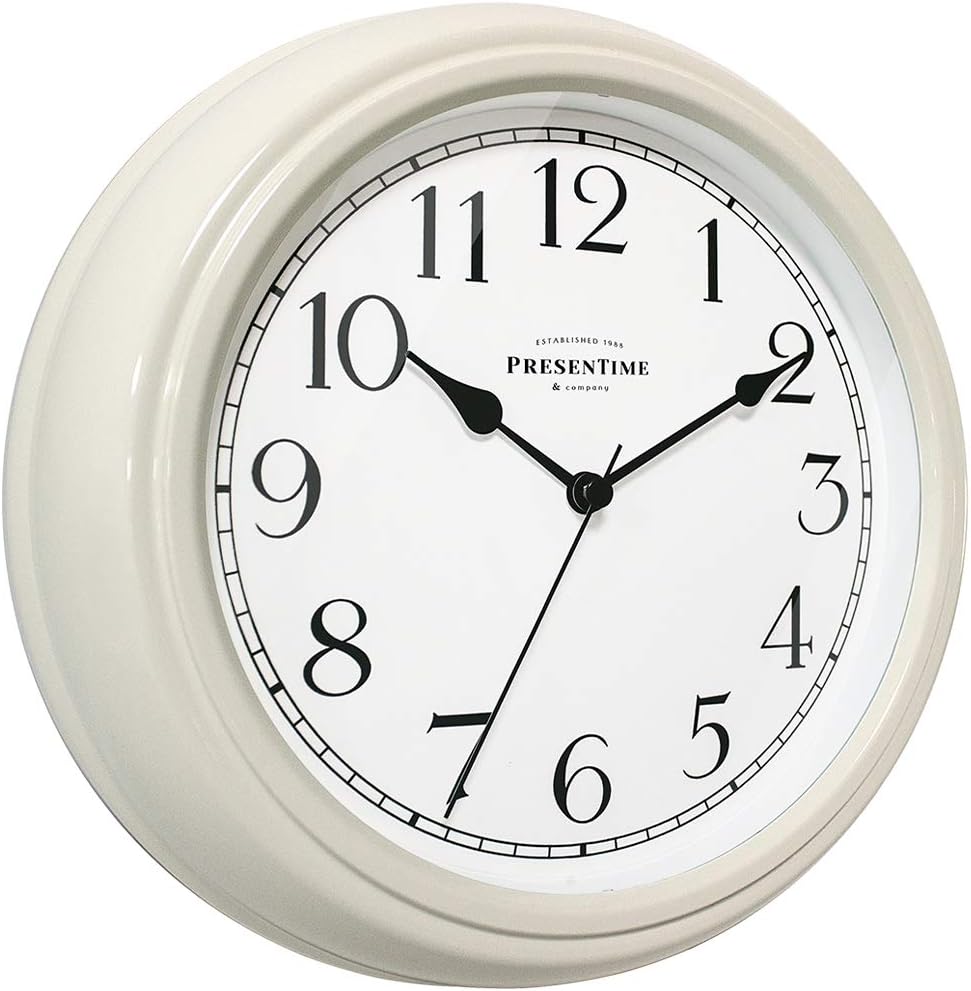 Presentime & Co Chic Home Collection 10" Molly Clock, Silent No Ticking, Cream White. Modern Decorative Wall Clock for Kitchen, Kid's Room, Bathroom, Bedroom, and Office