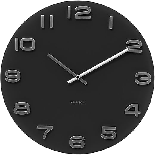 Present Time Karlsson Wall Clock Vintage Round Glass, Black