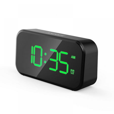 Promotion Hazel Tech Digital Alarm Clock, Touch Control with Adjustable 6 Brightness, Snooze, Double USB Port, Big Green Digit Display, Small Desk Bedroom Bedside Clocks