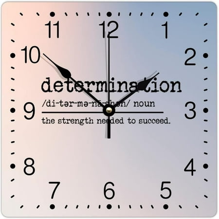 Pvc Clock Determination Definition Hanging Clock Primitive Sayings Typography Art Print 12In Battery Operated Classic Square Hanging Clock For Kitchen Home Living Room Farmhouse Bedrooms