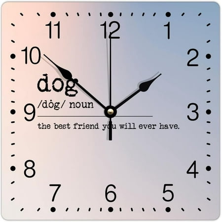 Pvc Clock Dog Definition Numeral Clocks Motivational Quotes Typography Art Print 12In Battery Operated Artistic Square Pvc Wall Clock For Kitchen Living Room Bedroom Wall Decor