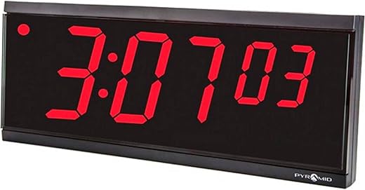 Pyramid Time Systems Extra Large Stand Alone Digital Clock, 4 Numeral Red LED Display, 6 Digit (Hour, Minutes, Seconds), 110V, 6' cord, Stand-Alone, Made in USA (DIG-6B)