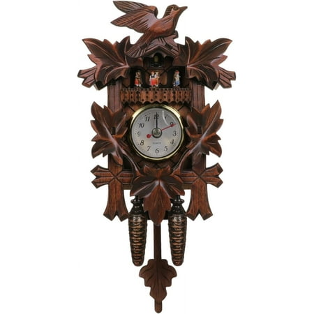 QAQ-Wooden Wall Clock Rustic Decor Wall Clock for Office Wood Decor Kuku Clock Coo Coo Clock Cuckoo Clocks Wood Coffee Wood Hanging Cuckoo Wall Clock Wood Cuckoo Clock Ornament Quartz**