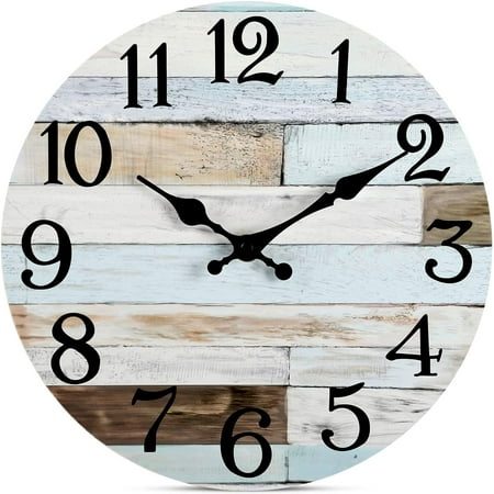 QCQHDU 12 Inch Wall Clock Vintage Rustic Wall Clocks, Silent Non-Ticking Wooden Decorative Round Wall Clock for Living Room, Home, Dining Room