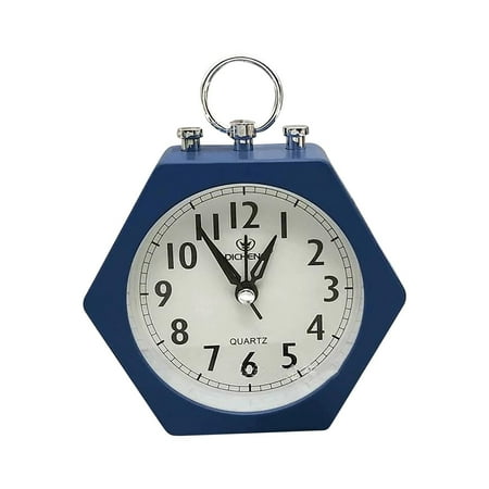 Qepwscx Alarm Clock Silent Non Ticking Small Clock Battery Operated,Simply Design,for Bedroon, Bedside,Desk Children's Bedside Wake-up Alarm Clock-Blue