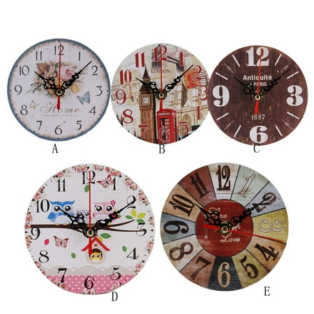 Qiopertar Clearance School Supplies Vintage Style Antique Wood Wall Clock for Home Kitchen Office