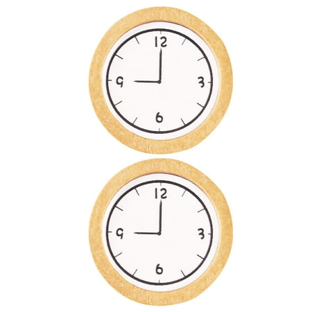 Qiysamall 2pcs Wall Clock Miniature Furniture House Wood Clock Ornament DIY Layout Prop for Use Yellow