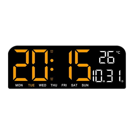 QTBIUQ Large Digital Wall Clock, Big LED Screen Dispaly Temperature Jump Seconds Display Countdown Bedside Clock Orange