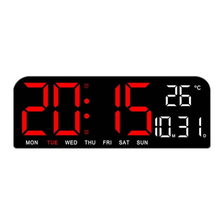 QTBIUQ Large Digital Wall Clock, Big LED Screen Dispaly Temperature Jump Seconds Display Countdown Bedside Clock Red