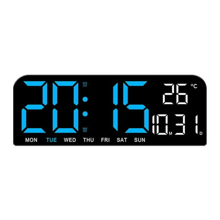 QTBIUQ Large Digital Wall Clock, Big LED Screen Dispaly Temperature Jump Seconds Display Countdown Bedside Clock Blue