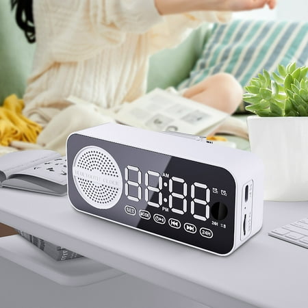 QTOCIO Bluetooth Speaker, Bluetooth Sound System, Bluetooth Alarm Clock Speaker, Clock Subwoofer, Portable Mini Desktop, Home, Outdoor Sound System