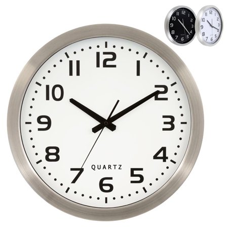 Quartz Big Wall Clock 16 Silver Aluminum Frame Modern Office Kitchen Home Decor