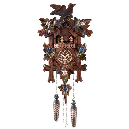 Quartz Cuckoo Clock 5 leaves, birds, with music and moving dancers