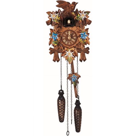 Quartz Cuckoo Clock 5 leaves, bird, with music