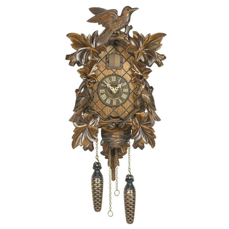 Quartz Cuckoo Clock 6 leaves, 3 birds, nest