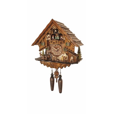 Quartz Cuckoo Clock Black forest house with music and dancers EN 4681 QMT