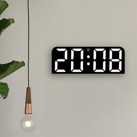 Quinlirra Clearance Digital Wall Clock with Date and of Week, Temperature, 12/24Hr Modes, for Office, Living Room, Bedroom, Elderly, 13.54*9.44in Digital Wall Clock