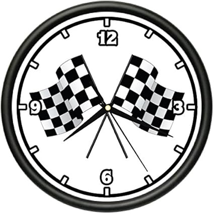 Race Flag Wall Clock Checkered Drag Racers Stock car Gift