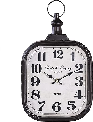 Rectangle Vintage Wall Clocks Battery Operated Silent Non-Ticking Decor Wall Clocks Dark Brown 16 H x 9.5 W