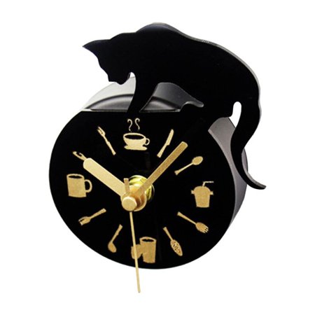 Refrigerator Magnets Sticker Clock Round Cat Pattern Wall Clock Message Stickers