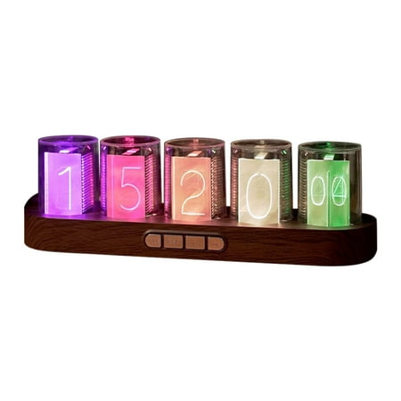 Retro - Modern Alarm Clock, Imitation Nixie Tube, RGB - creative, Full Color Display, USB - Charging, Beautiful Gift Box