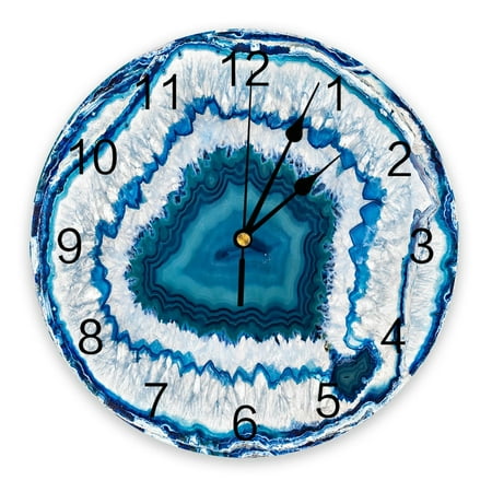 Retro Agate Texture Blue Clocks Wall Home Decor Modern Kitchen Room Bedroom Living Room Decor Wall Clock