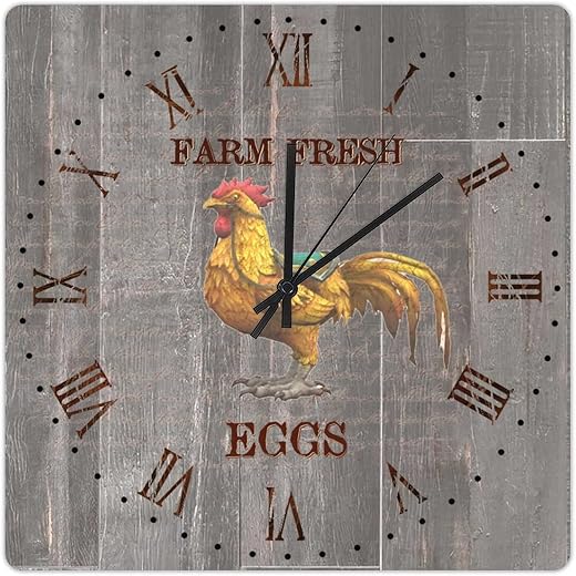 Retro Rooster Roman Numerals Desk Clock Wooden Decorative Wall Clock Country Decorative Desk Clock for Grandparents with Poor Vision Decorative Wood Style for Home Thanksgiving Day 10 in