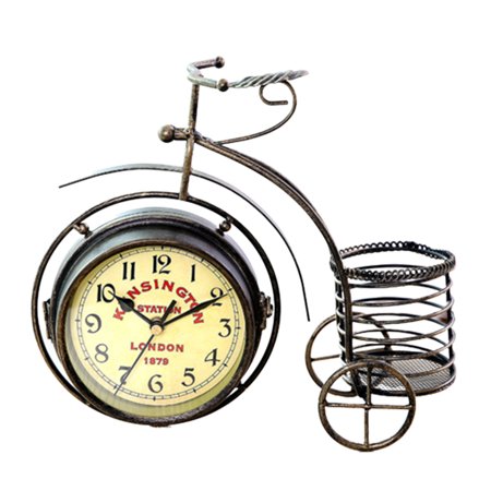 Retro Vintage Silent Iron Bike Bicycle Clock - Office Living Room Ornament Decor - Vintage Bike Clock - Silent Desk Clock