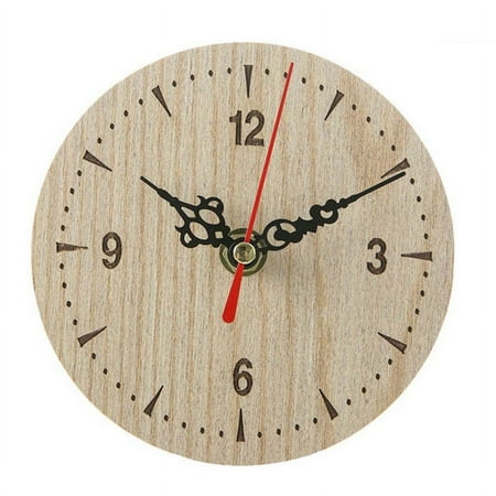 Retro Vintage Style Wooden Round Small Desk Clock Quiet Numerals Quartz Home