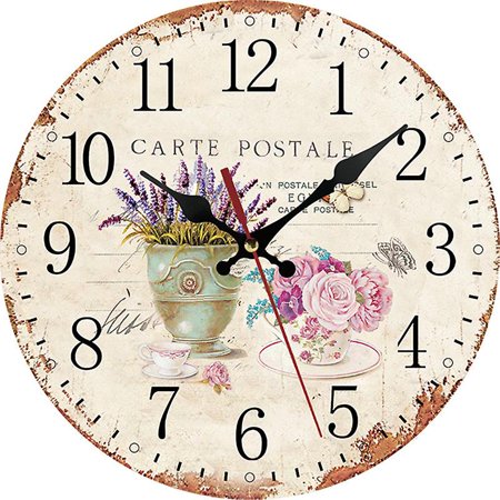 Retro Vintage Wooden Clock 30CM Decorative Vintage Handmade Wooden Wall Clock