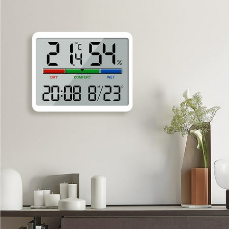 Rewenti Colorful Large Screen Display Electronic Clock Dual Alarm Configuration Digital Clock锛孴ime锛孌ate锛孴emperature and Humidity Same Screen HD Display Alarm Clock for Heavy Sleepers