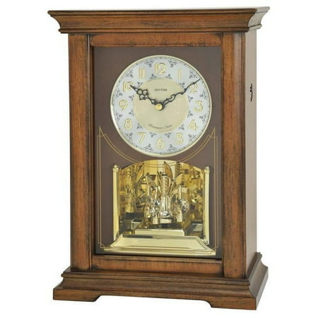 Rhythm USA CRH270UR06 Wooden Musical Analog Solid Wood Quartz Tabletop Clock, Brown