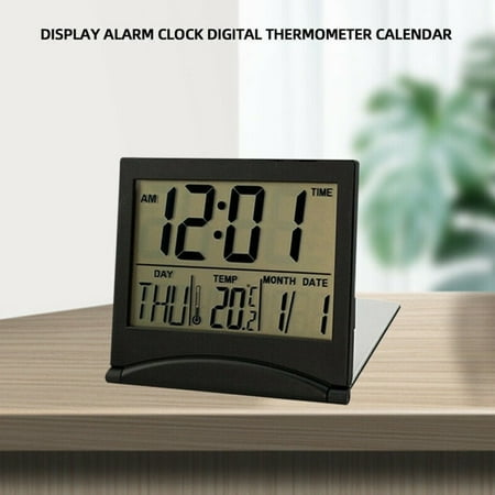 RichLink Digital Lcd Folding Desktop Travel Alarm Clock Calendar Temperature Snooze Clock