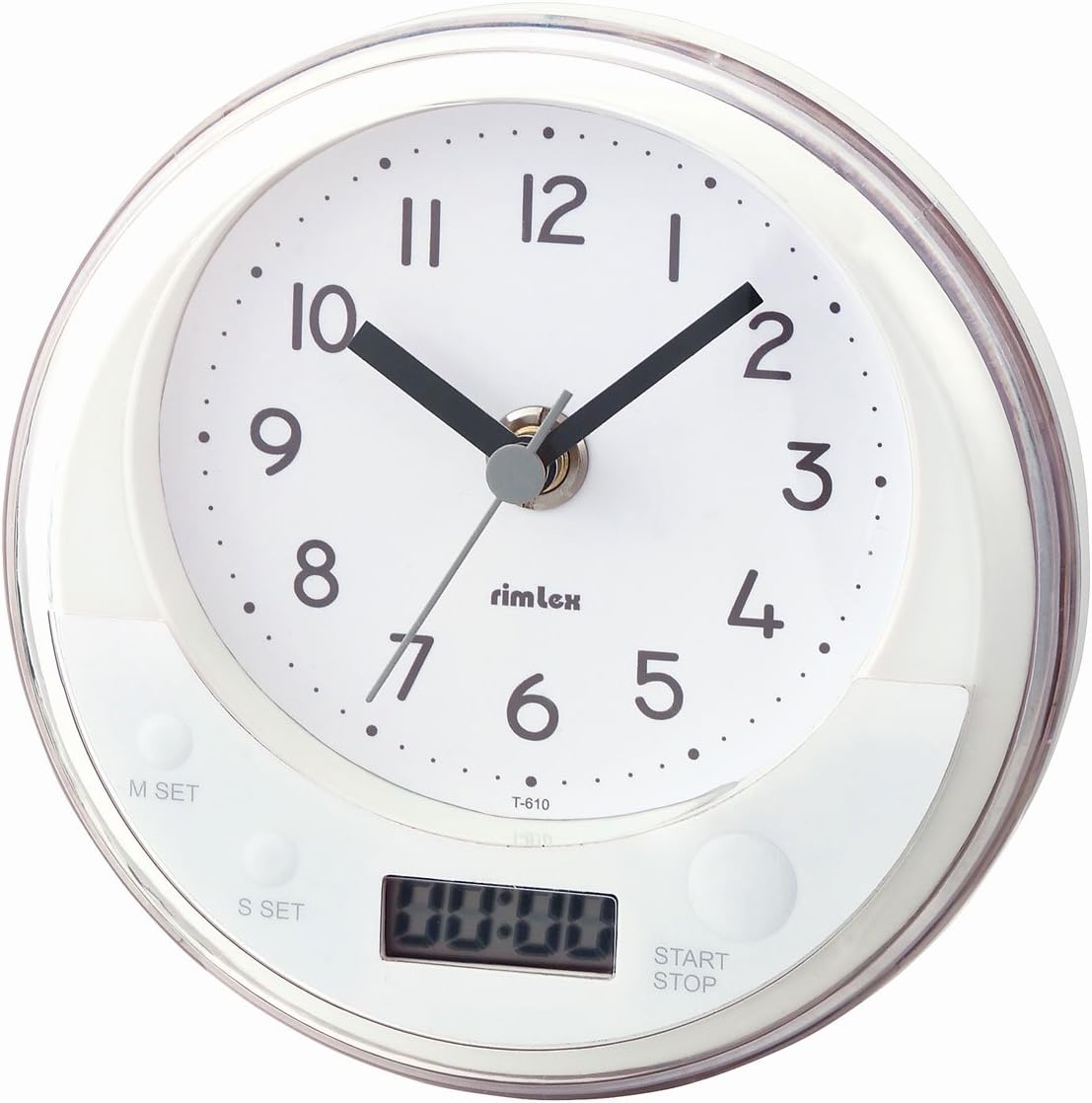 rimlex T-610 WH Splashproof Clock, Half Body Bath Timer Clock, White