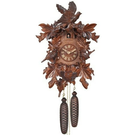 River City Clocks Eight Day Cuckoo Clock with Hand-carved Leaves, Birds, and Bird Nest with Chicks