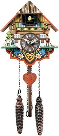 River City Clocks Musical Multi-Colored Quartz Cuckoo Clock - 8 Inches Tall - Model # M8-08PQ