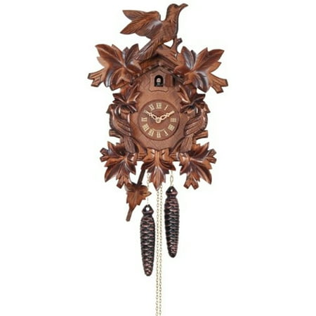 River City Clocks One Day Cuckoo Clock with Seven Hand-carved Leaves & Three Birds