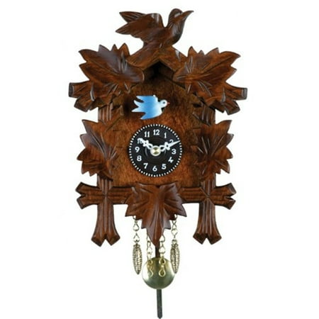 River City Clocks Quartz Novelty Clock - Five Leaves & One Bird with Moving Blue Bird