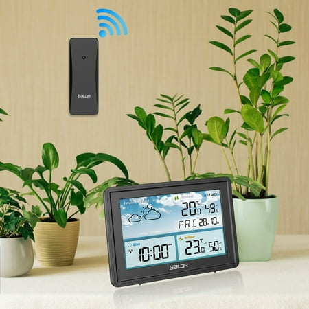 RKZDSR Versatile Digital Weather Clock: Monitor Weather, Temperature, Humidity, Time Alerts, Calendar, and Conditions Anytime