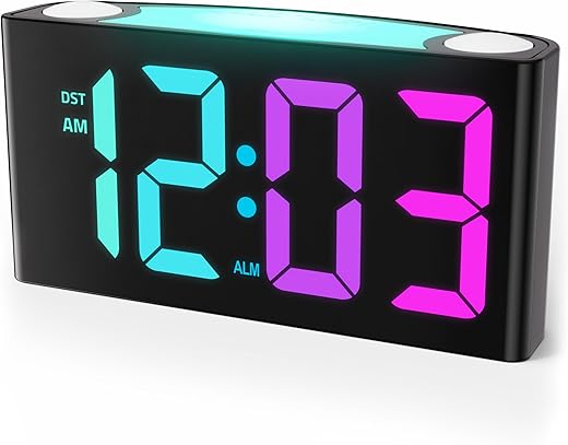 ROCAM Alarm Clocks for Bedrooms Kids Seniors Digital Loud Alarm Clock with Large Display Bold Numbers, Simple Led Alarm Clock with Night Light, USB Ports, 0-100% Dimmer