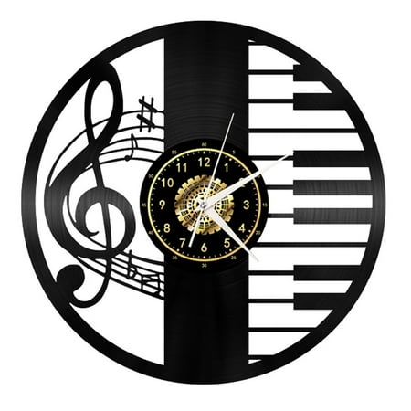 Rock N'Roll Music Musical instrument Vintage Black Vinyl Record Wall Clock Wall Art 3D Modern Design Office Bar Room Home Decor Gift