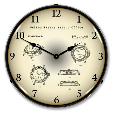 Rolex Diving Watch 1999 Patent LED Wall Clock, Retro/Vintage, Lighted, 14 inch