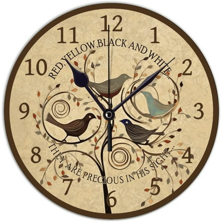 Round Clock Precious In His Sight Chic Wall Clock 10 Silent Non-Ticking Wall Clocks Rust Bathroom Wall Clocks Battery Operated For Farmhouse Office Beach House Wall Hanging Decor Easy To Read