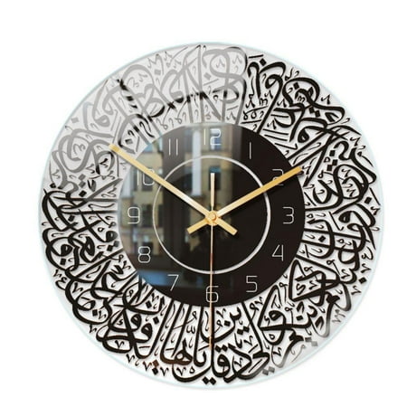 Round Wall Clock Silent Acrylic Calendar Quartz Wall Clocks Non-Ticking Desk Clock for Living Room Bedroom Clock Art Modern