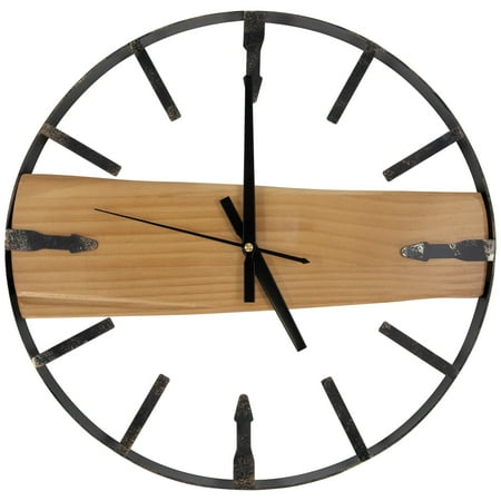 Rustic Metal Frame Wall Clock -15.75 - Black